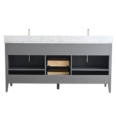 Vanity Art 72'' Double Bathroom Vanity with Engineered Marble Top | Wayfair